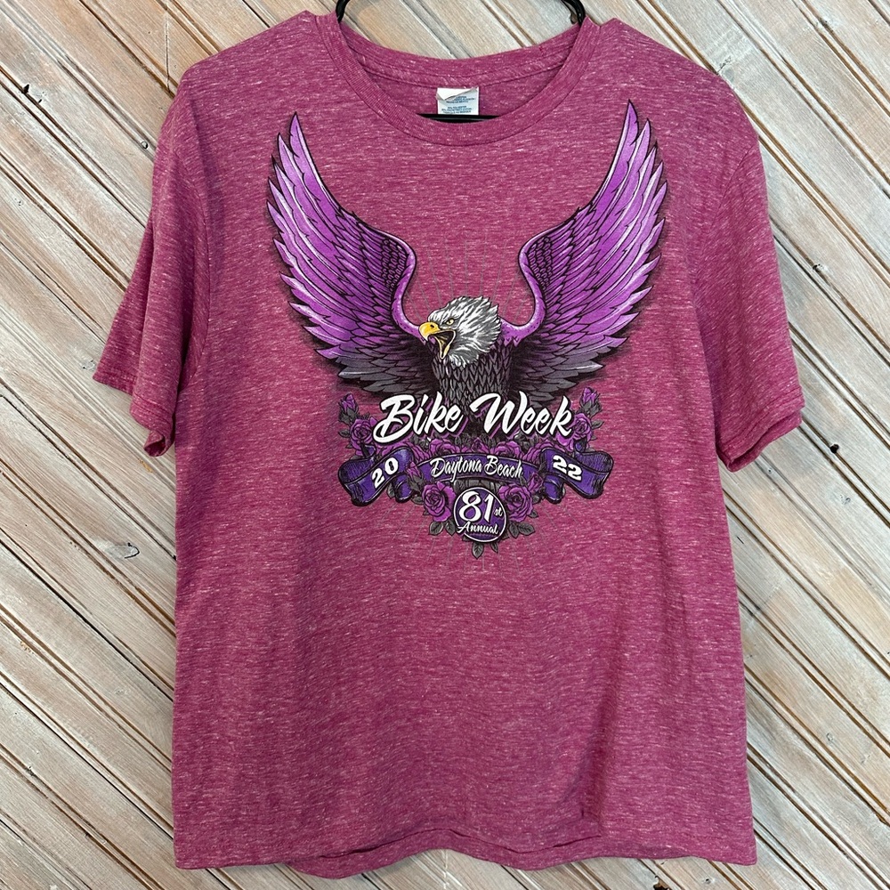 Bike Week Daytona Beach Women's Purple Pink Tee Eagle Graphic